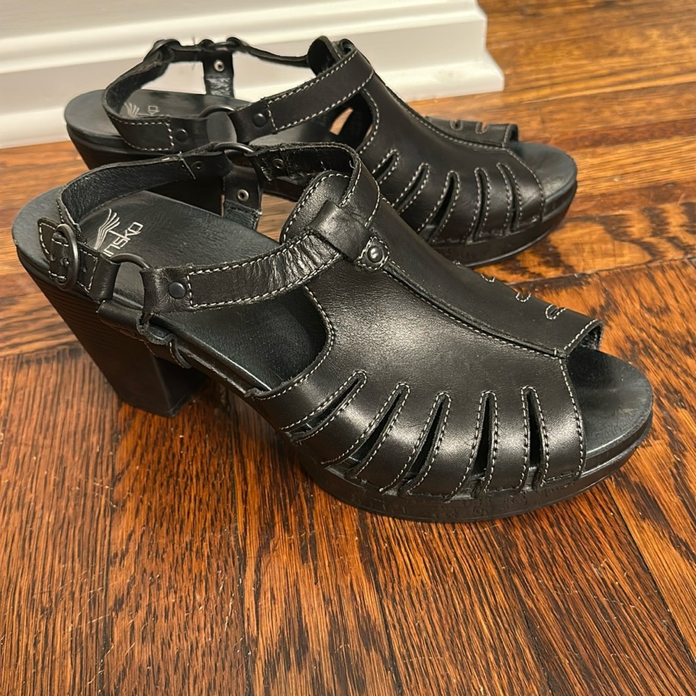 Dansko Randa Dress Sandals Womens 42 US 11-11.5 Black Leather Comfort Shoes